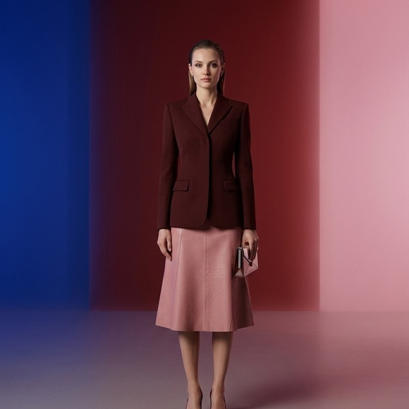 Danier Dresses & Skirts - Danier size 8 Pink Midi Leather Skirt